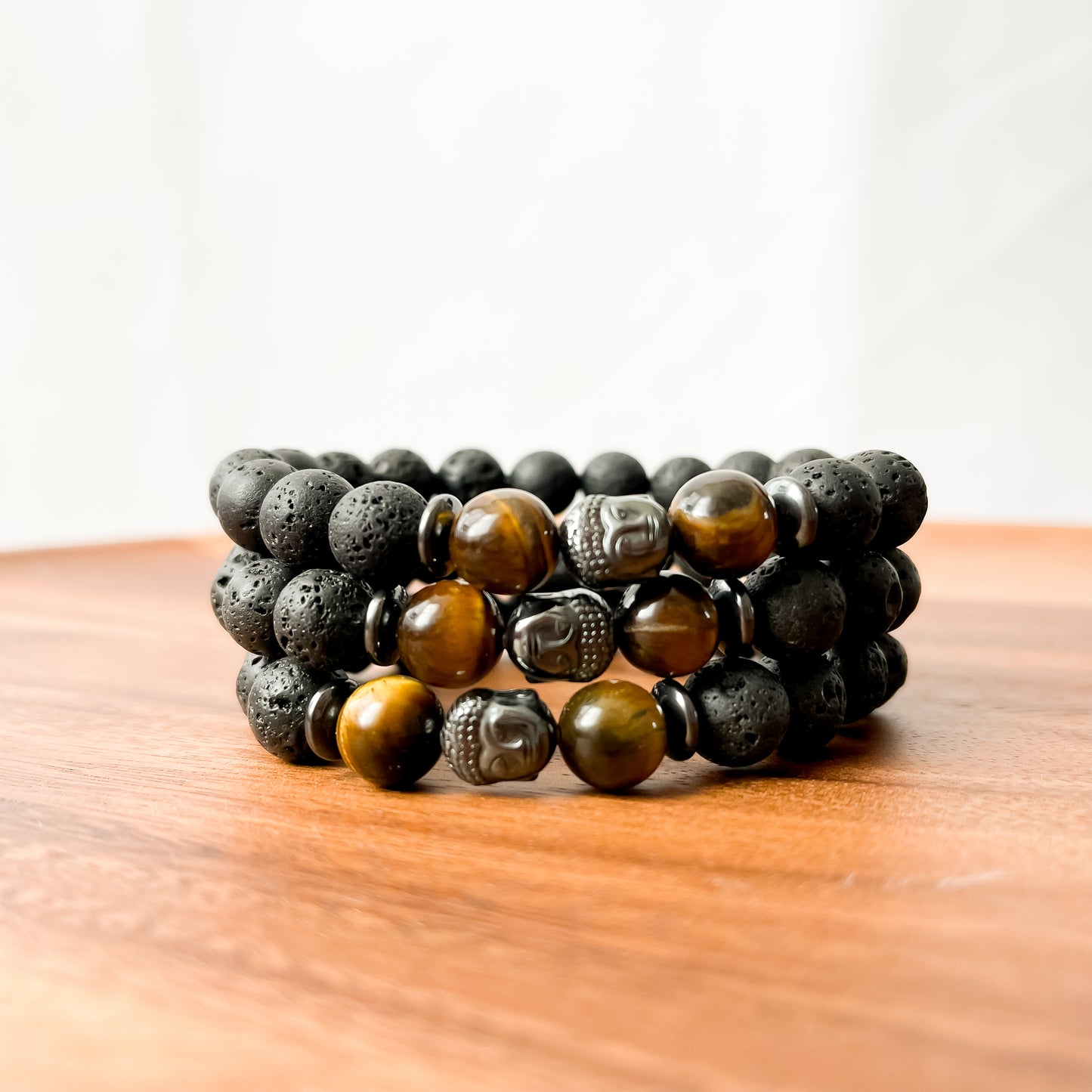VII. Lava, Yellow Tiger Eye, Buddha and Hematite Bracelet