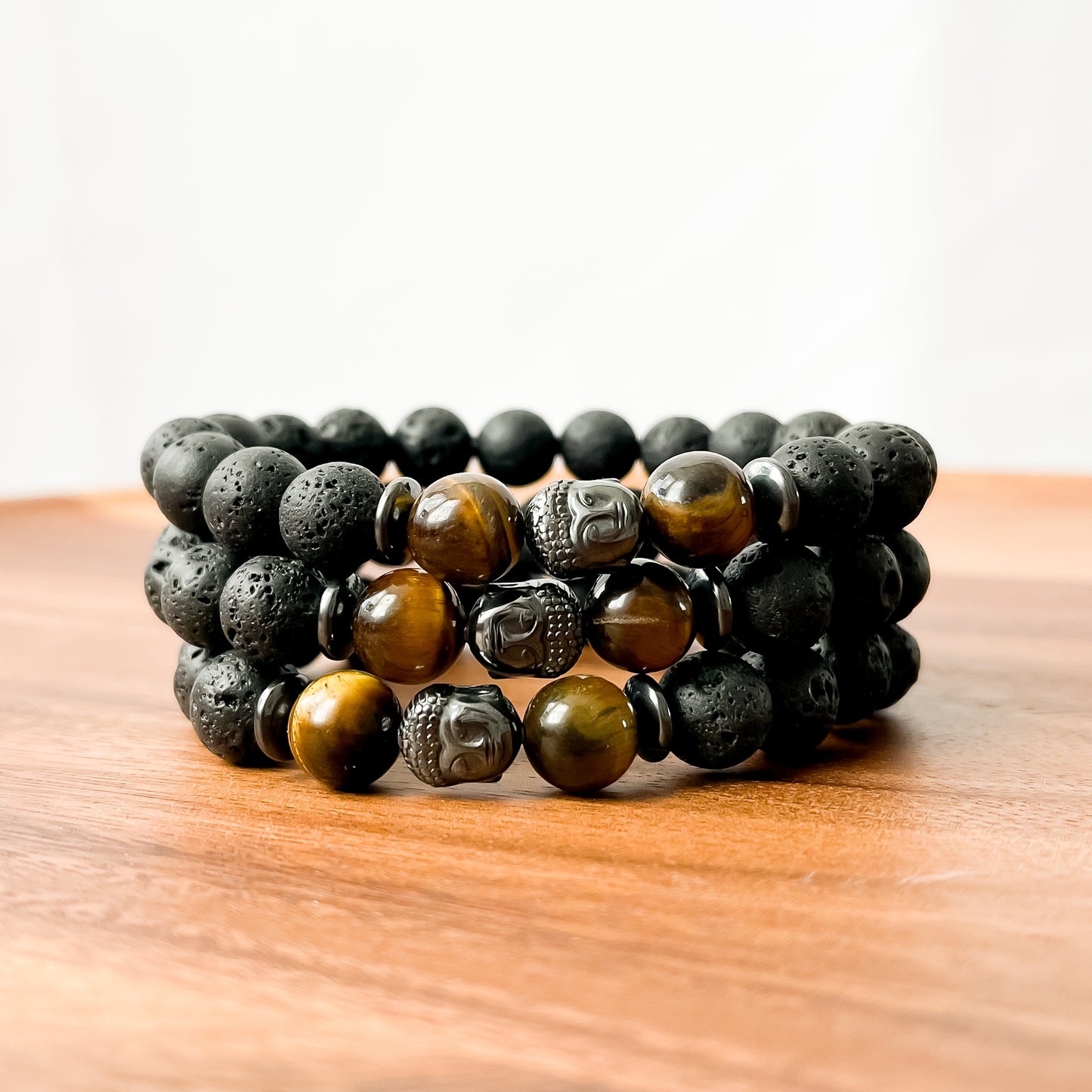 VII. Lava, Yellow Tiger Eye, Buddha and Hematite Bracelet
