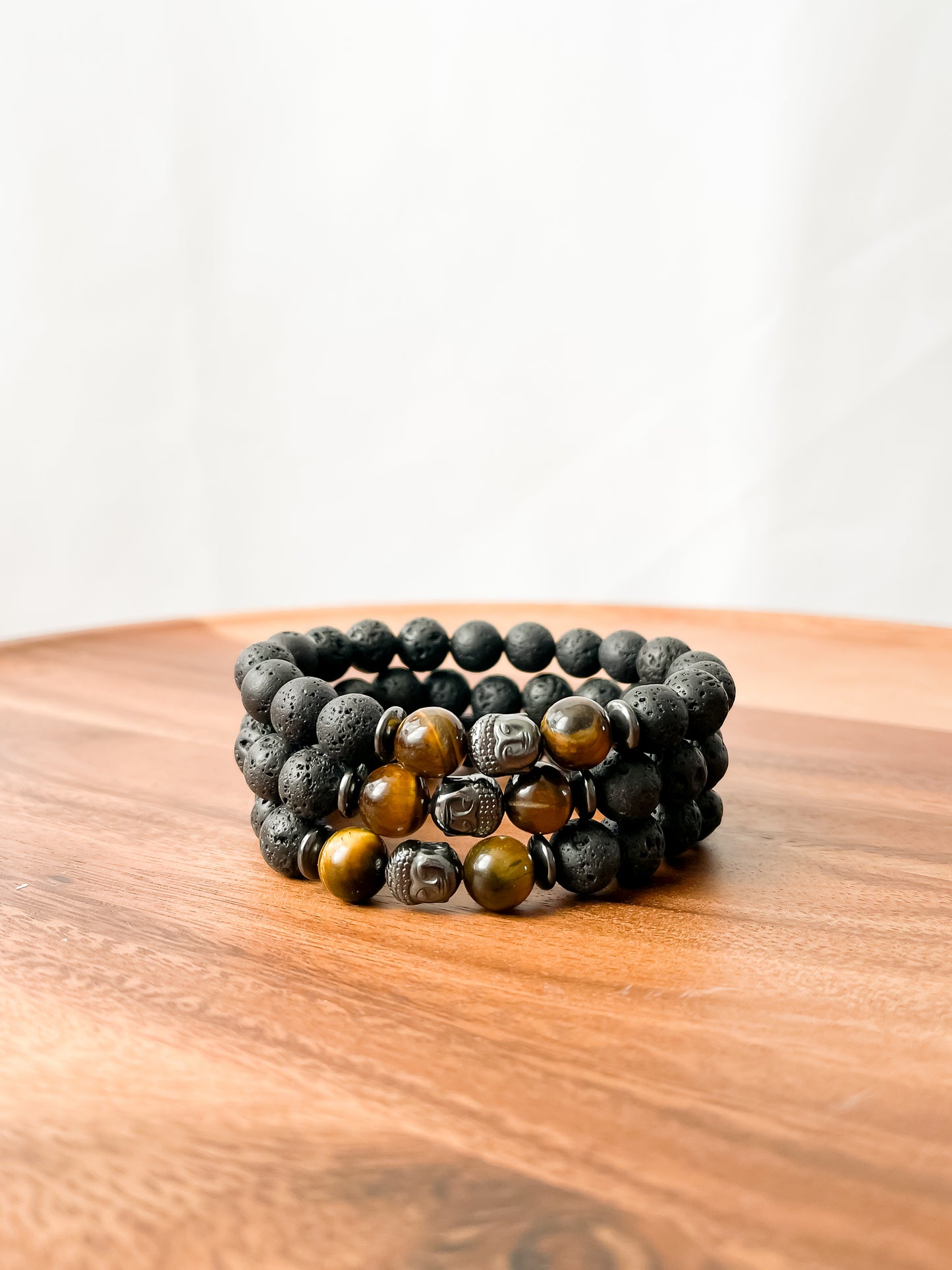 VII. Lava, Yellow Tiger Eye, Buddha and Hematite Bracelet
