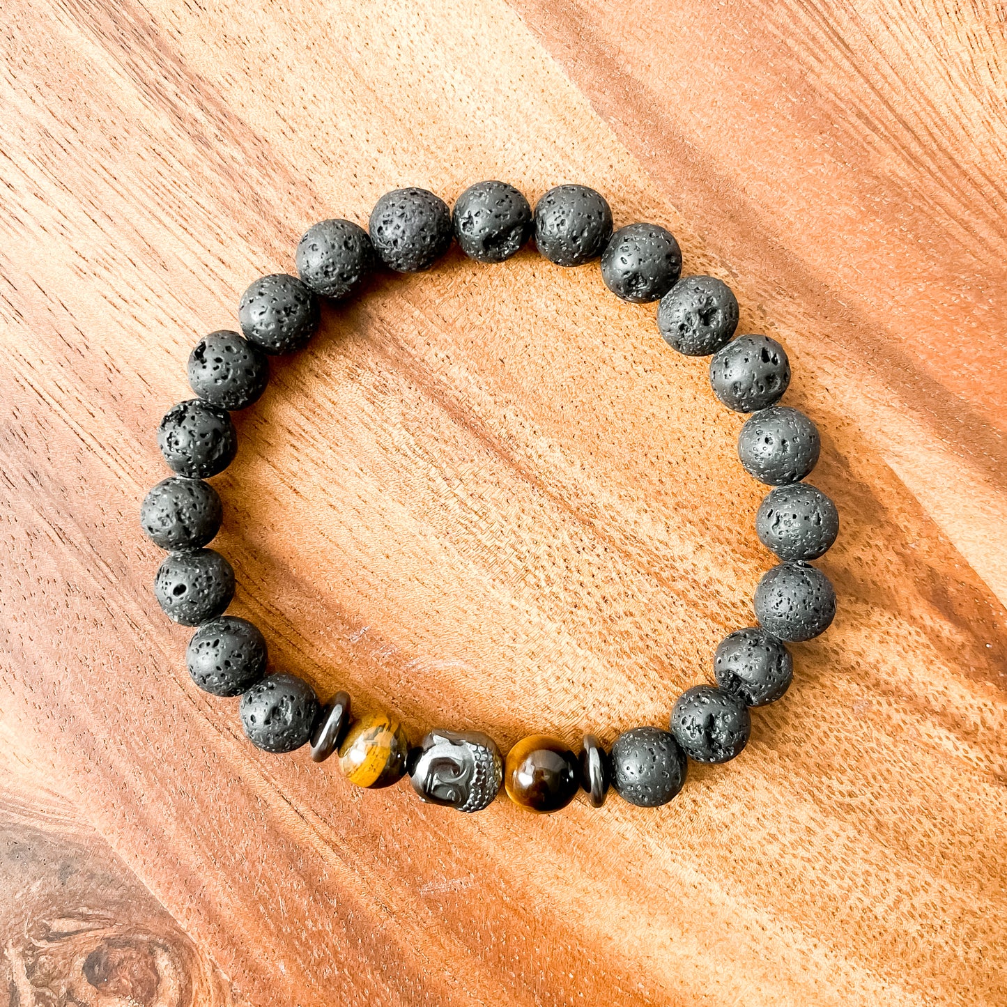 VII. Lava, Yellow Tiger Eye, Buddha and Hematite Bracelet
