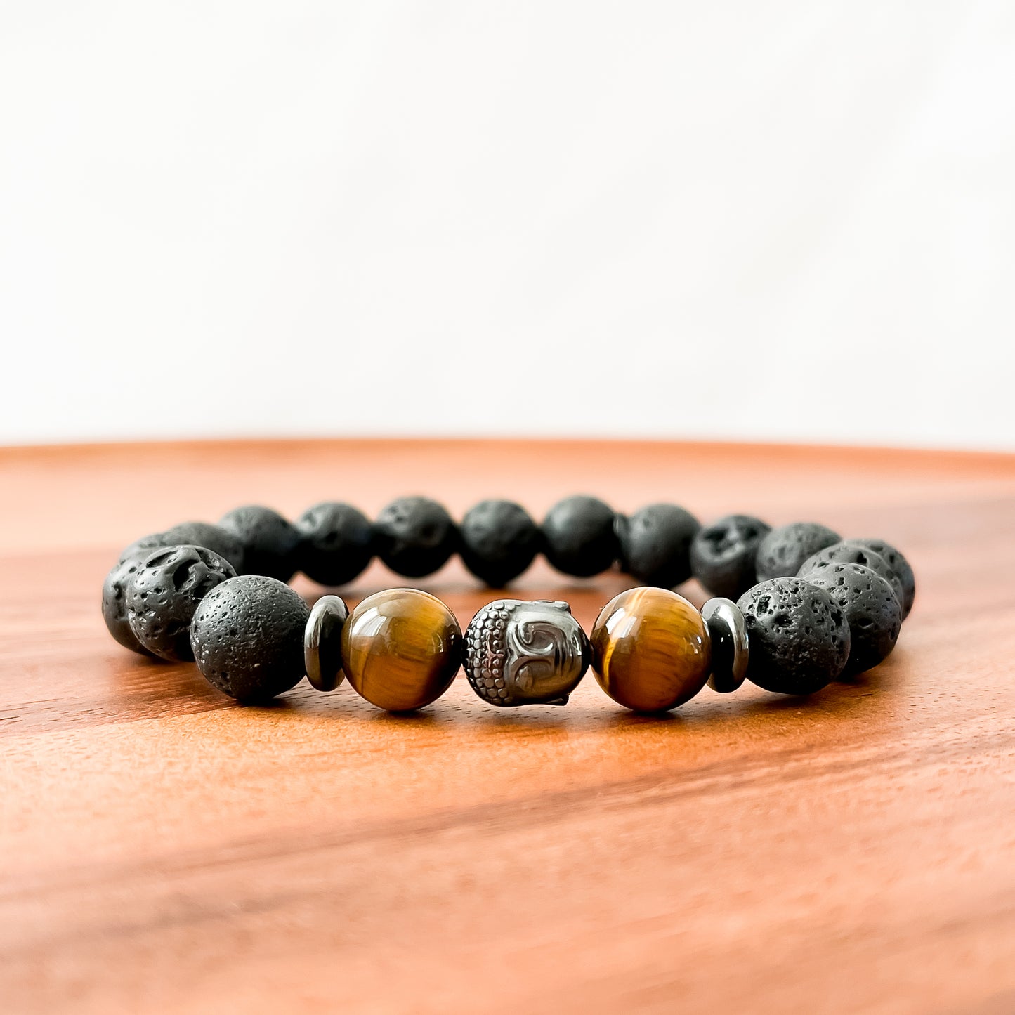 VII. Lava, Yellow Tiger Eye, Buddha and Hematite Bracelet