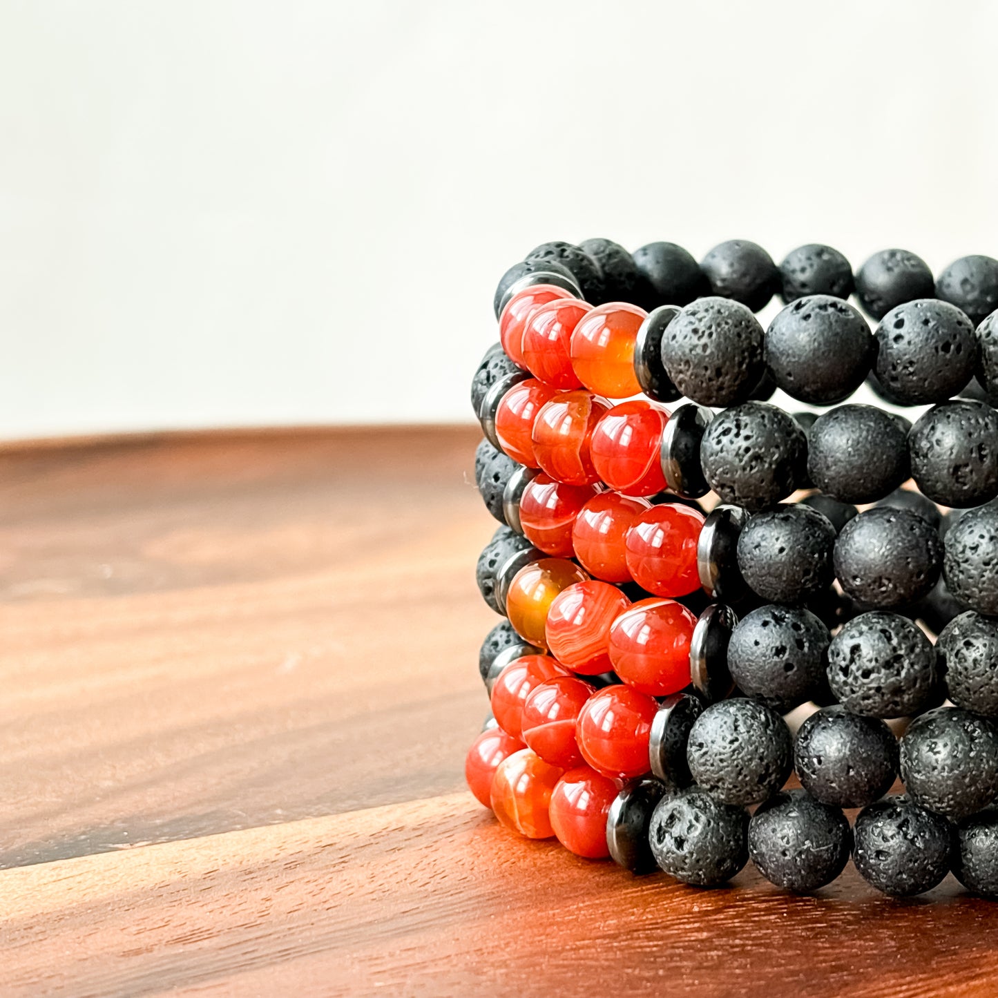 XX. Lava Stone, Red Carnelian Bracelet and Hematite