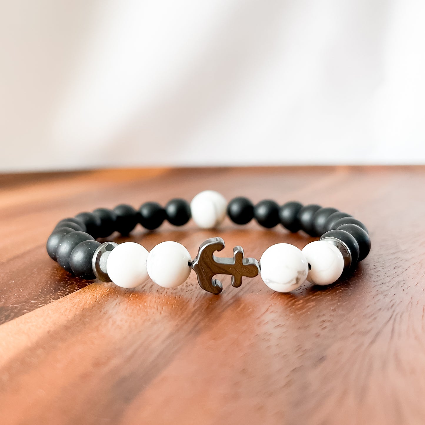 XVI. Anchor, White Howlite Bead Bracelet