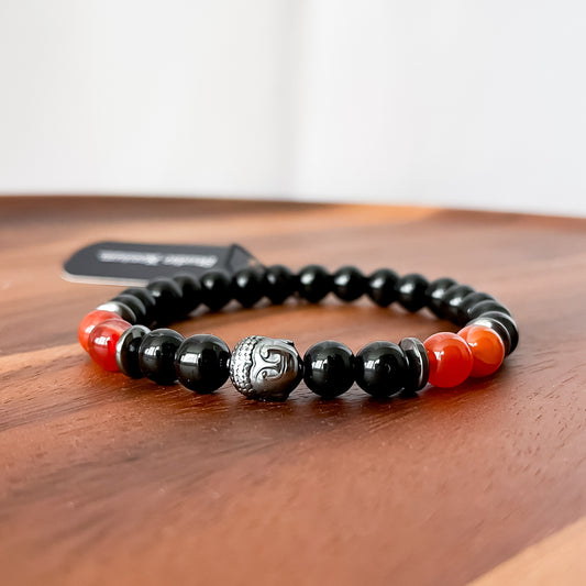 XVII. Obsidian, Carnelian, Hematite Bead Bracelet