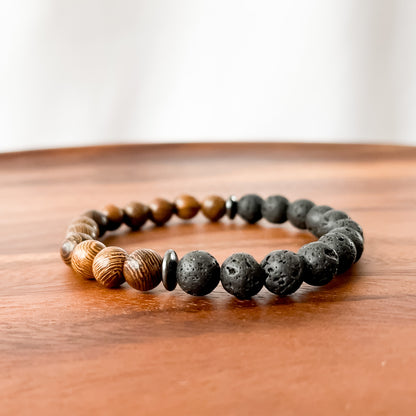 XIII. Lava, Wood Bead Bracelet