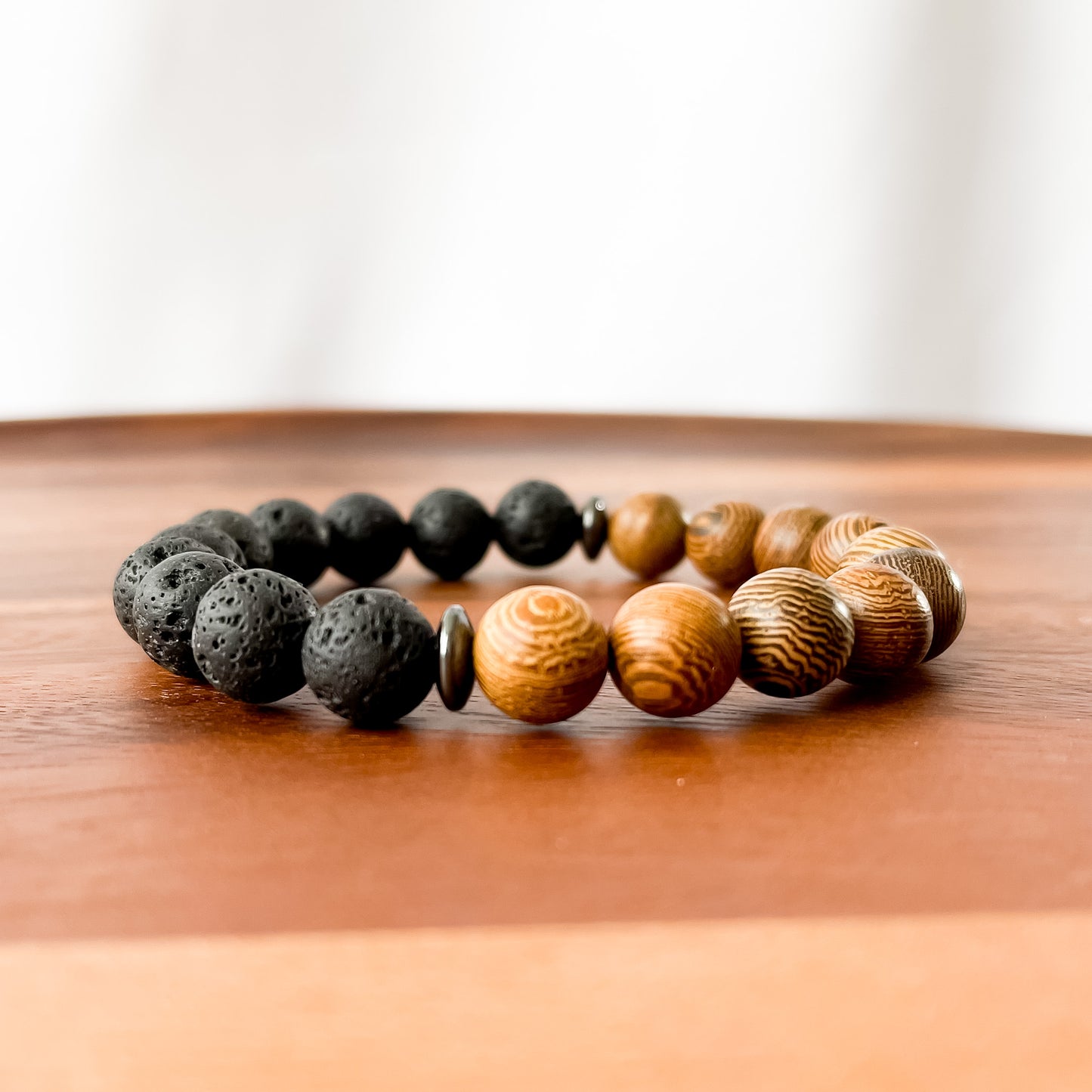 XIII. Lava, Wood Bead Bracelet