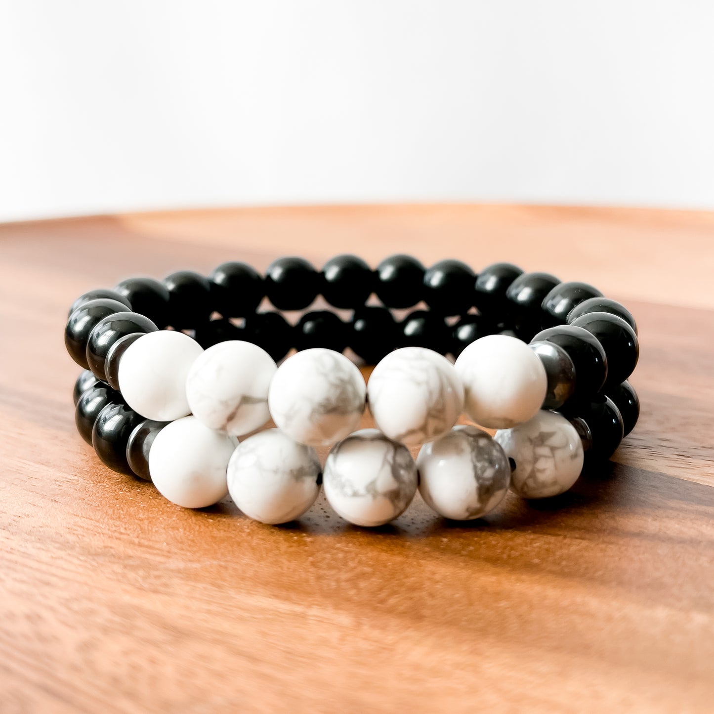 IV. Shiny Black Obsidian, Howlite and Hematite Bracelet