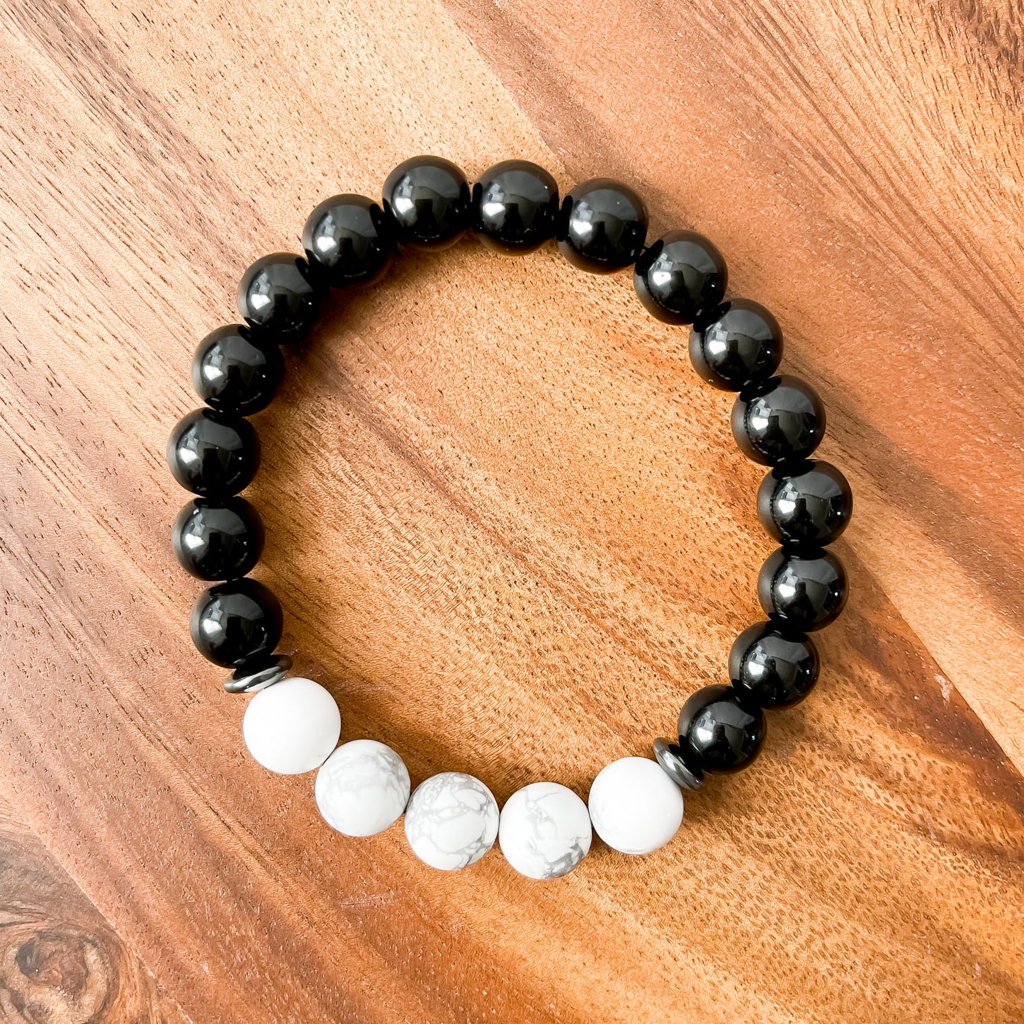 IV. Shiny Black Obsidian, Howlite and Hematite Bracelet