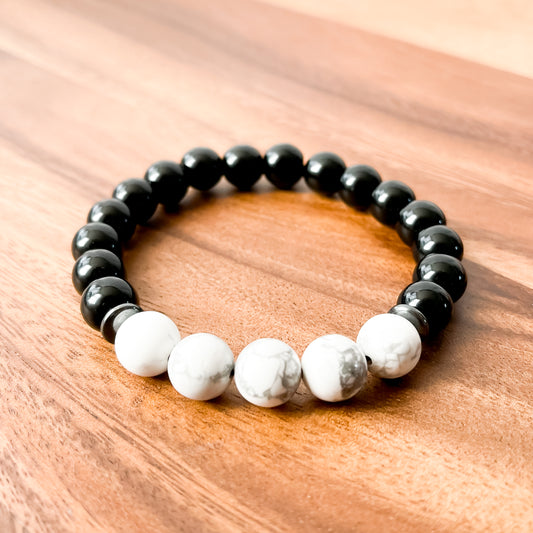 IV. Shiny Black Obsidian, Howlite and Hematite Bracelet