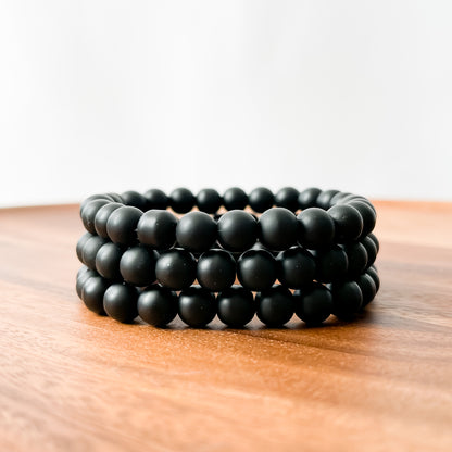 II. Matte Black Onyx Bead Bracelet