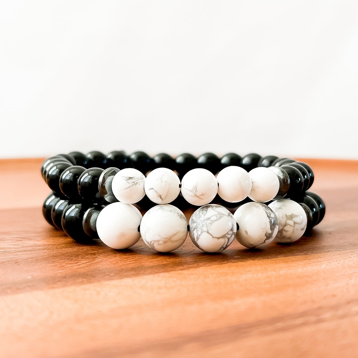 IV. Shiny Black Obsidian, Howlite and Hematite Bracelet